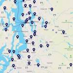 Screenshot shows a map of No Kings rallies in King County for March 28, 2026.