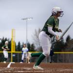 Kenzie Coble flips the bat against Hazen. Photo provided by Eric Todd / @ETDPI