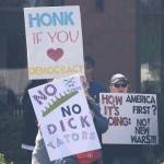 Many people displayed signs against the U.S. war in Iran and the dictator tatics by President Donald Trump. STEVE HUNTER, Kent Reporter