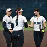 Kylee Curtis smiles after recording an out for Riverside. Ben Ray / The Reporter