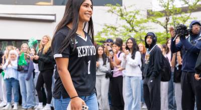 Kentwoods Diya Thomas walks by her schoolmates. Photo provided by Robby Mullikin.