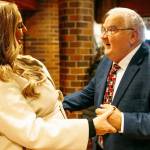 Les Thomas with City Parks Director Julie Parascondola prior to Thomas final City Council meeting in December 2023. STEVE HUNTER, Kent Reporter