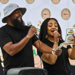 A duo sings Lift Every Voice to open the Juneteenth celebration. COURTESY PHOTO, Kent Black Action Commission