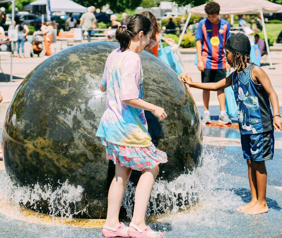 Town Square Plaza attracts kids with its water feature during Kent Cornucopia Days. COURTESY PHOTO, City of Kent