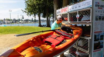 People can download an app to rent kayaks and paddleboards at Lake Meridian Park in Kent. COURTESY PHOTO, City of Kent